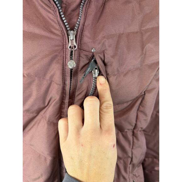 Eddie Bauer Down Insulated Parka Mauve Purple Large Women's Faux Fur Trim - Picture 10 of 14